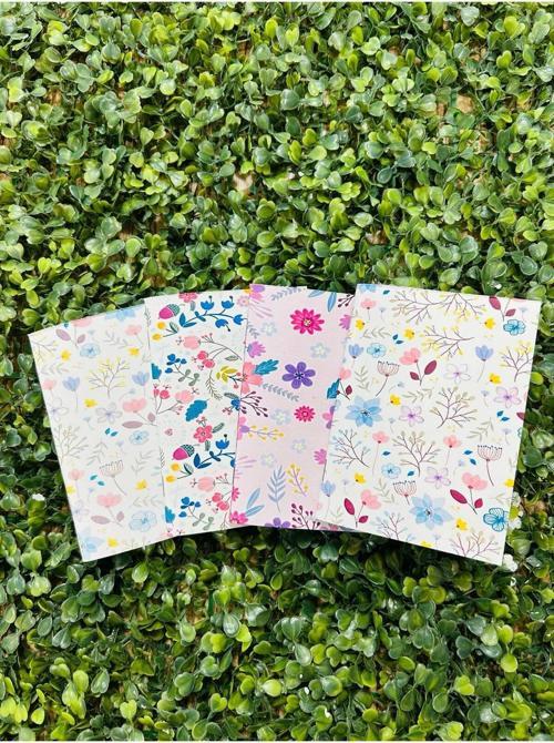 Çiçek Defter Seti 4'Lü 10X15Cm Not Defteri Seti Hediyelik Defterle