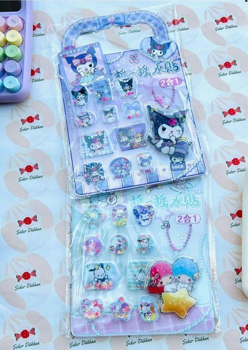 Sanrio-Hello Kıtyy-Cinnamorall-My Melody Kabartmalı Sulu Stıcker Anahtarlıklı 1 (Adet)