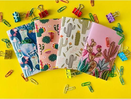 Kaktüs Desenli 10X14 Çizgisiz Not Defteri 4'Lü Set