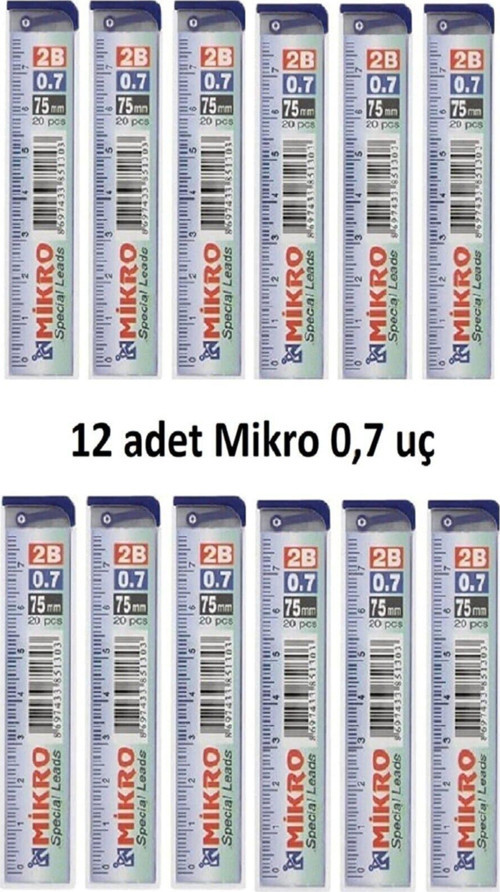 Min Kalem Ucu 0.7 Uc 2B Dereceli Cetvelli - 12 Li Paket