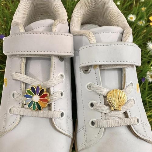 Metal Spor Ayakkabı Bağcık Jibbitz / Charm / Süsü Klipsli 2 Li Renkli Çiçek Deniz Kabuğu