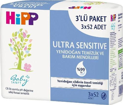 p Ultra Sensitive Yenidoğan Temizlik ve Bakım Mendili 3lü 156 Yaprak