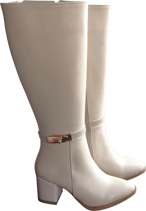 Jeoli Bej Cilt Topuklu Çizme