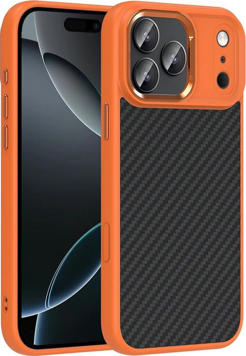 Apple iPhone 17 Pro Kılıf M-Safe Şarj Özellikli Karbon Fiber Görünümlü Redclick Truva Silikon Kapak