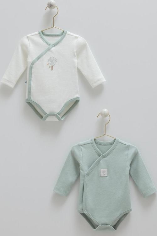 HELLO FOREST ANVELOP UZUN KOL İKİLİ ÇITÇITLI BODY - CARAMELL  - BE1954 - Yeşil - 3 - 6 Ay - BE1954-Yeşil-3 - 6 Ay Yeşil