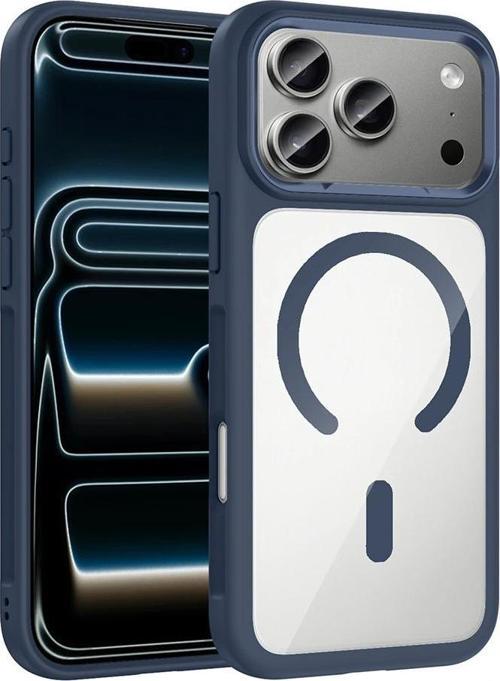 Apple iPhone 17 Pro Max Kılıf M-Safe Şarj Özellikli Metal Kamera Çerçeveli Redclick Tiko Kapak