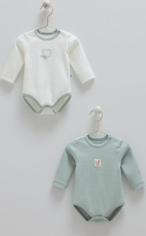 HELLO FOREST İKİLİ UZUN KOL ÇITÇITLI BODY - CARAMELL  - BE1955 - Yeşil - 6 - 9 Ay - BE1955-Yeşil-6 - 9 Ay Yeşil