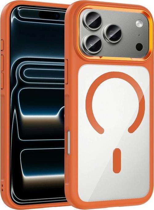 Apple iPhone 17 Pro Max Kılıf M-Safe Şarj Özellikli Metal Kamera Çerçeveli Redclick Tiko Kapak