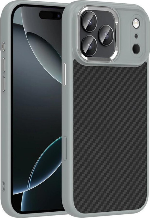 Apple iPhone 17 Pro Max Kılıf M-Safe Şarj Özellikli Karbon Fiber Görünümlü Redclick Truva Silikon Ka