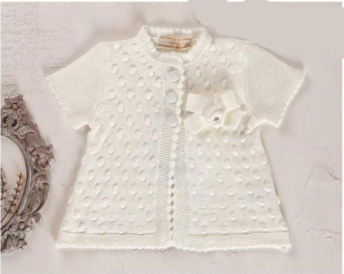 PONPONLU YAKA FİYONK DETAYLI TRİKO HIRKA - LY3006-Ekru-3 - 6 Ay Ekru