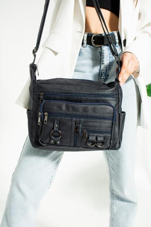 Y.S.Deri Kadın Postacı Çanta Çok Cepli 30*20 Cm Vegan Deri Bayan Çapraz Askılı Omuz Çantası