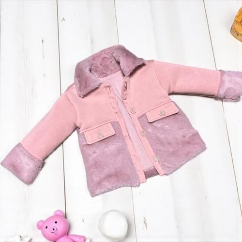 KÜRK DETAYLI KIZ BEBEK MONT - Pembe - 9 Ay Pembe