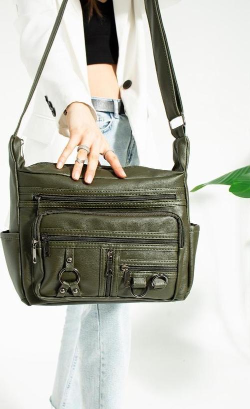 Y.S.Deri Kadın Postacı Çanta Çok Cepli 30*20 Cm Vegan Deri Bayan Çapraz Askılı Omuz Çantası