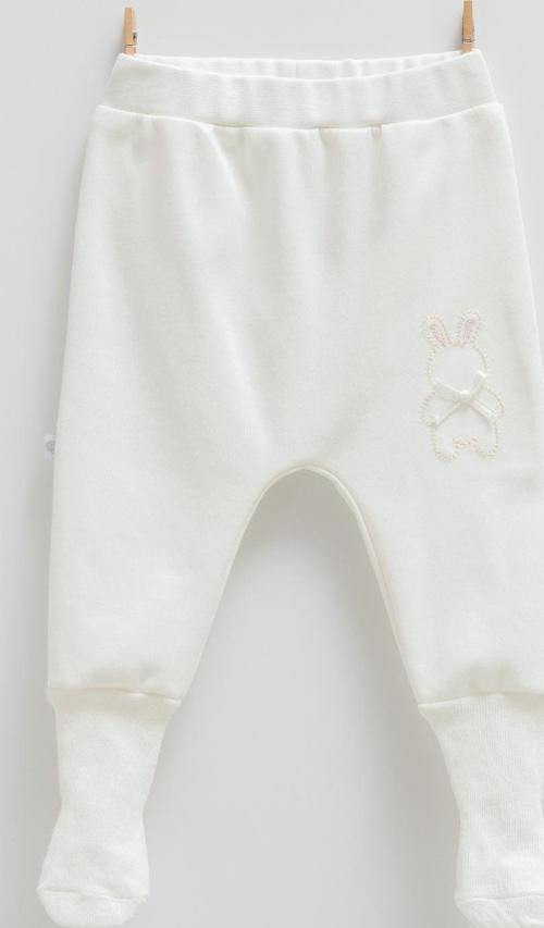 CUTE RABBIT ÇORAPLI BEBEK PANTOLON - CARAMELL  - APK1484 - Ekru - 1 - 3 Ay - APK1484-Ekru-1 - 3 Ay Ekru