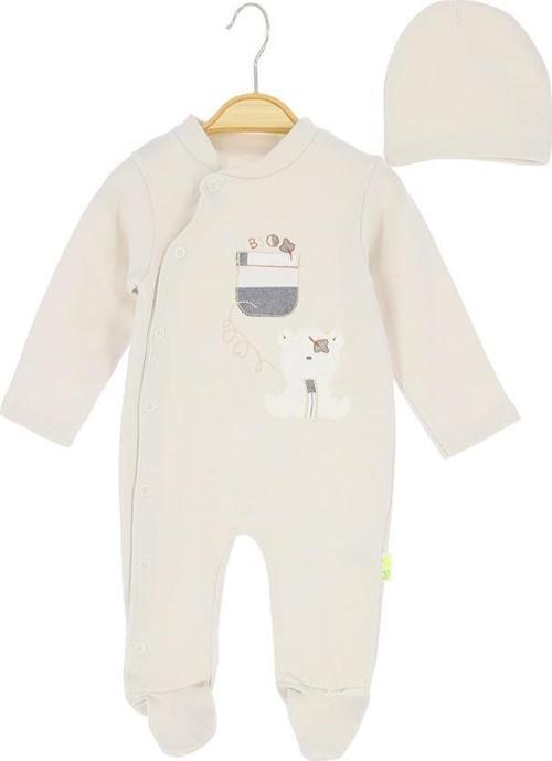 AYI NAKIŞLI ŞAPKALI PENYE PATİKLİ TULUM - Krem - 6 - 9 Ay - HYT1245-Krem-6 - 9 Ay Krem