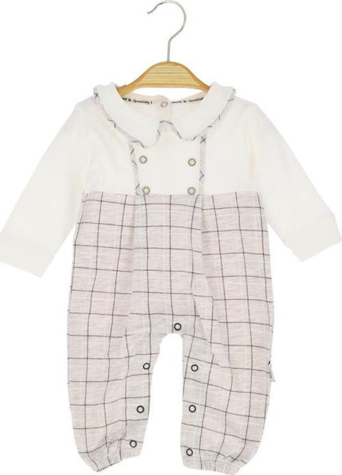 KARELİ ALTTAN ÇITÇITLI BEBE YAKA PENYE TULUM - Kahverengi - 0 - 3 Ay - MRT9336-Kahverengi-0 - 3 Ay Kahverengi