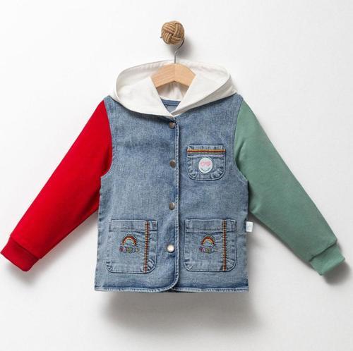 KAPÜŞONLU GARNİLİ DENIM MONT - Mavi - 3 Yaş Mavi