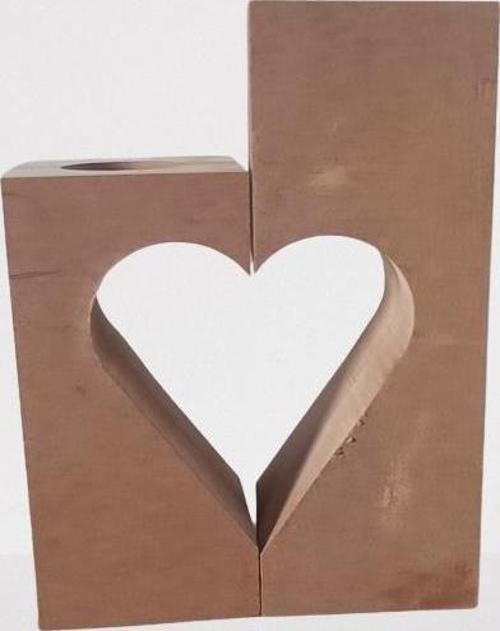 Hobi Adn Dekoratif Mumluk Kalp Şeklinde İkili Ahşap MDF HAM CNC Kesim El Yapım