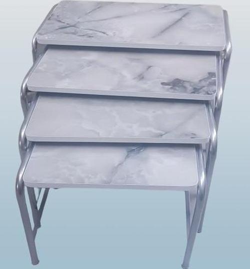 Zigon Sehpa Demet Metal Model Nikelaj Ayak Ahşap Mermer Dalgalı Desen
