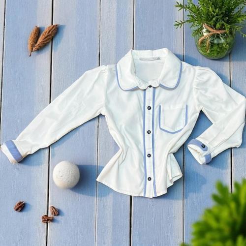 BEBE YAKA GARNİLİ GÖMLEK Ekru