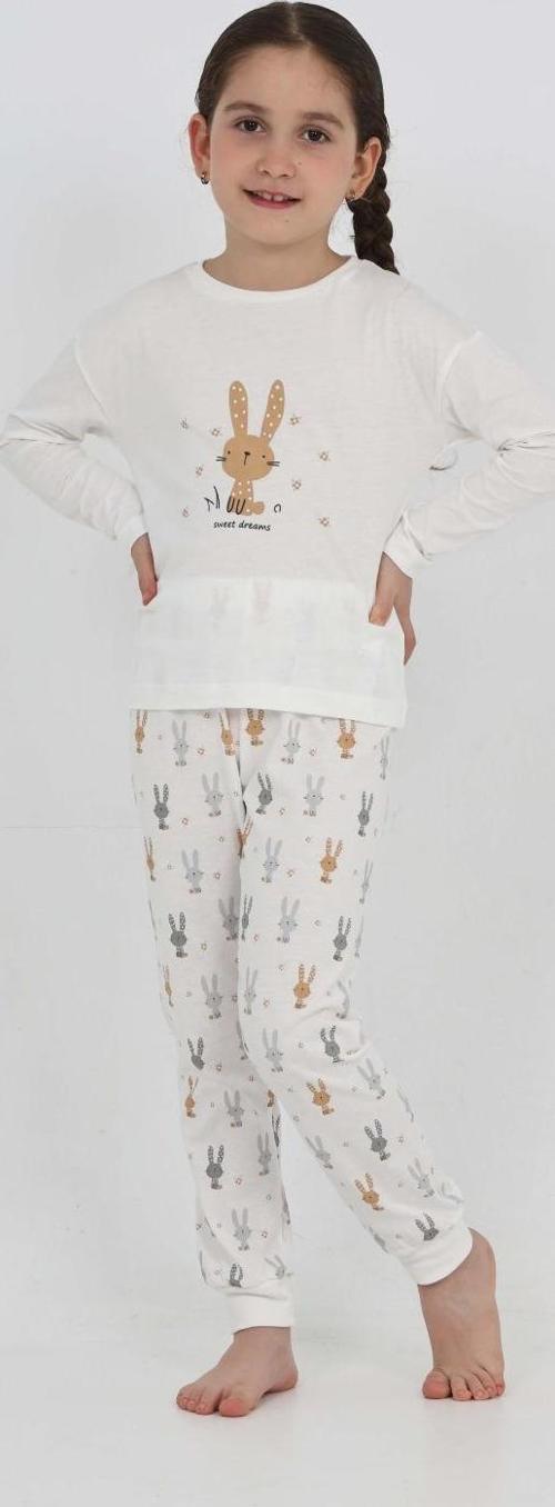 Toontoy Kız Çocuk Tavşan Baskılı Pijama Takım