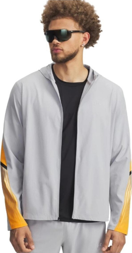A6005900-011 Ua Velociti Storm Hooded Jkt Erkek Yağmurluk-R&Amp;Uuml;Zgarlık Gri