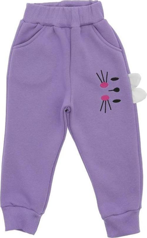 KEDİ NAKIŞLI ÜÇ İPLİK ŞARDONLU EŞOFMAN ALT - Lila - 1 - 2 Yaş - ATA30365.0-Lila-1 - 2 Yaş Lila