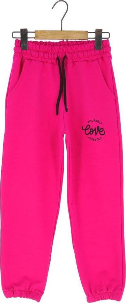 LOVE YOURSELF BASKILI İKİ İPLİK ŞARDONSUZ EŞOFMAN ALT - Fuşya - 2 - 3 Yaş - WNG10764-Fuşya-2 - 3 Yaş Fuşya