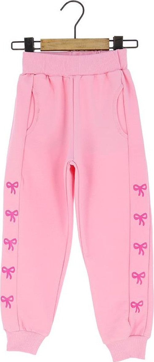 CEPLİ FİYONK BASKILI İKİ İPLİK ŞARDONSUZ EŞOFMAN ALT - Pembe - 3 - 4 Yaş Pembe