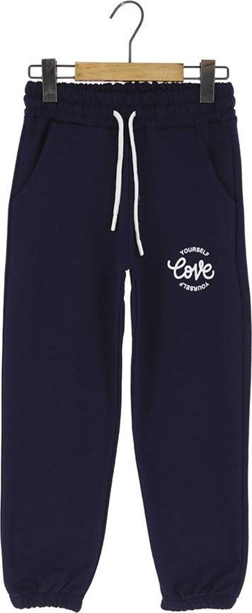 LOVE YOURSELF BASKILI İKİ İPLİK ŞARDONSUZ EŞOFMAN ALT - Lacivert - 2 - 3 Yaş - WNG10764-Lacivert-2 - 3 Yaş LACİVERT