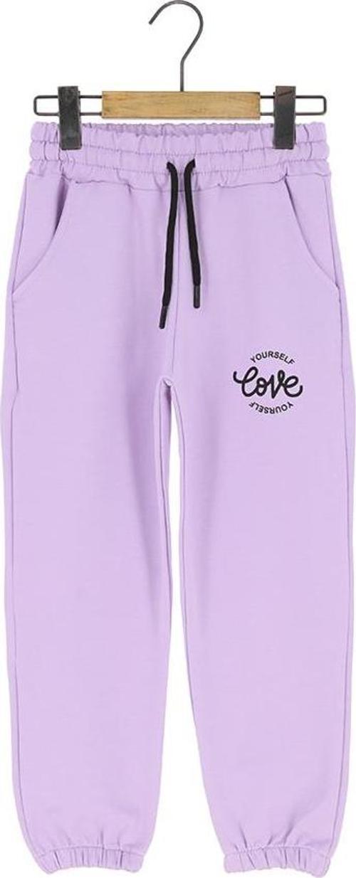 LOVE YOURSELF BASKILI İKİ İPLİK ŞARDONSUZ EŞOFMAN ALT - Lila - 5 - 6 Yaş - WNG10764-Lila-5 - 6 Yaş Lila