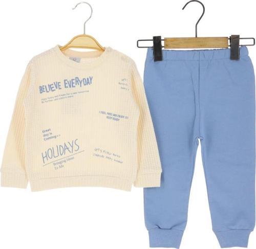 HOLIDAYS BASKILI WAFFLE ALT ÜST TAKIM - Mavi - 9 - 12 Ay - LPT5632-Mavi-9 - 12 Ay Mavi