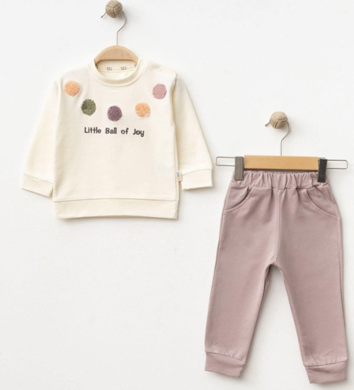 LITTLE BALL OF JOY NAKIŞLI İKİ İPLİK ALT ÜST TAKIM - SD-2260-Lila-12 - 18 Ay Lila
