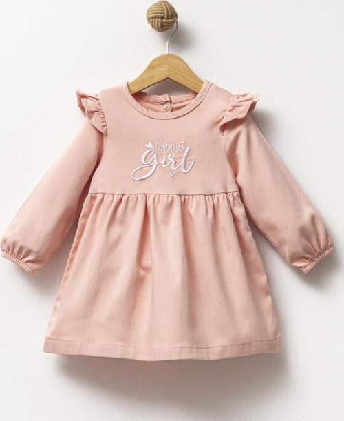 GIRL FIRFIR DETAYLI ELBİSE - Somon - 1 Yaş Somon