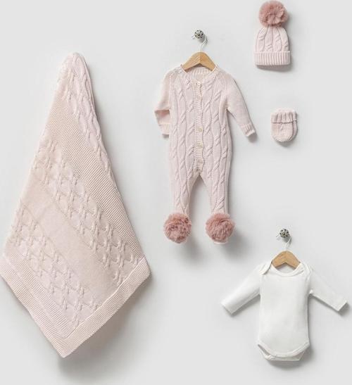 NİPPERLAND PONPONLU TRİKO BEŞLİ SET - Pembe - 0 - 3 Ay Pembe