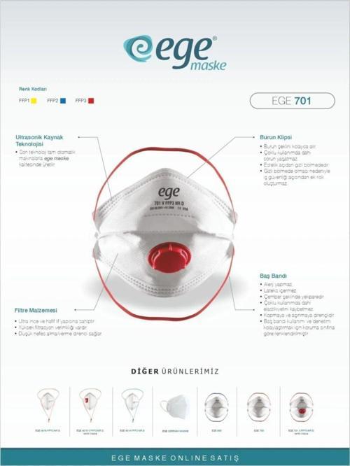 Ffp3 701 Nr N99 Ventilli Katlanır Maske 10 Adet