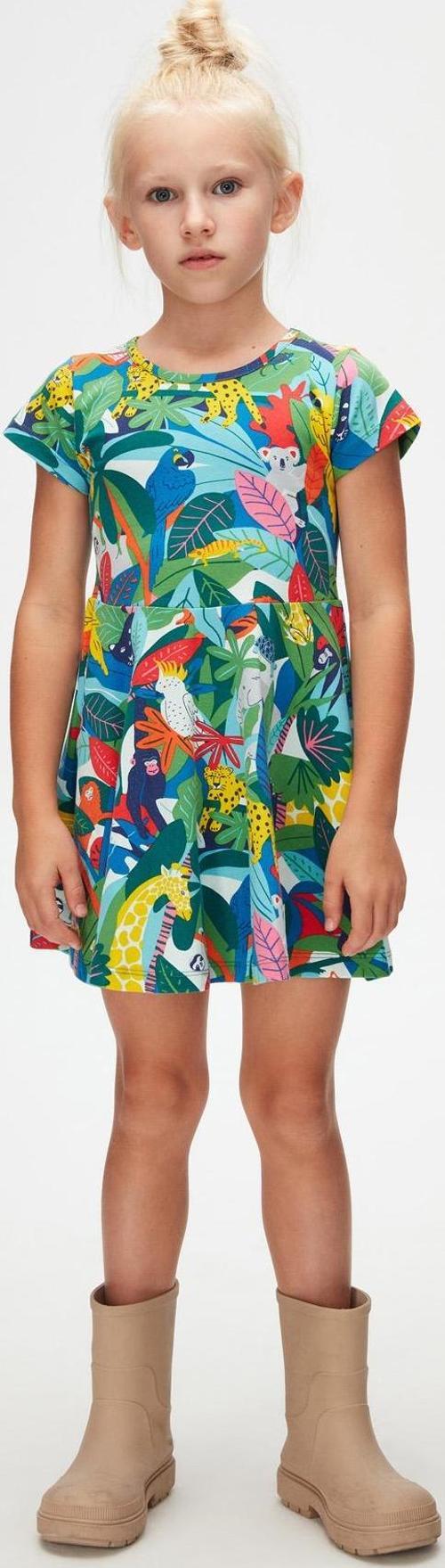 Tropical Zoo Kız Çocuk Desenli Kısa Kollu Elbise