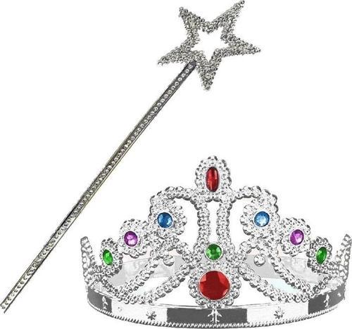 MDB Gümüş Metalize Prenses Tacı ve Yıldız Asası