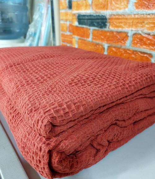 %100 Pamuk Çift Kişilik Pike 240x220 (Tek Pike)-Brick Red