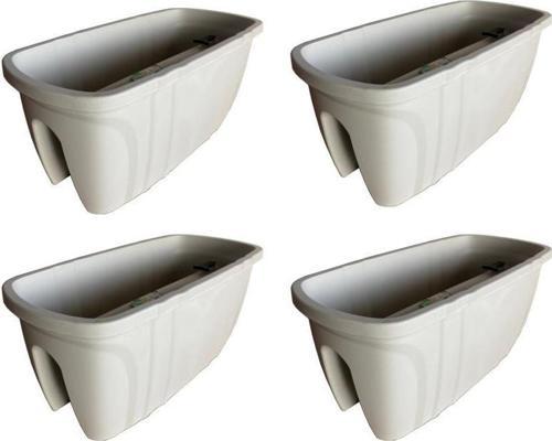 SY-5710 Opal Balkon Küpeşte Saksı 15 Litre Kirli Beyaz 4 Adet