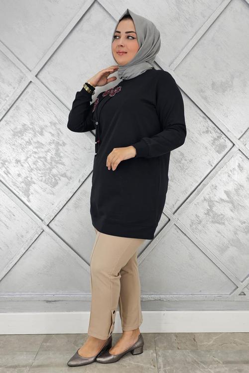 KADIN DİKME VE BAĞUCU DETAYLI TESETTÜR TUNİK