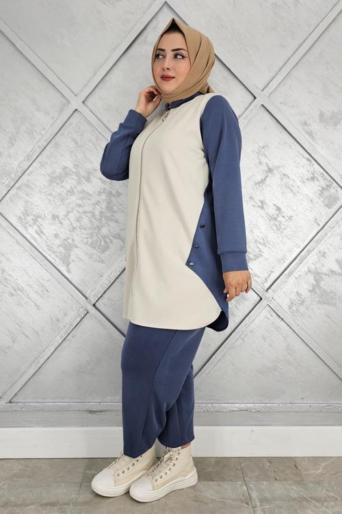 KADIN FERMUARLI DÜĞME DETAYLI TESETTÜR TAKIM