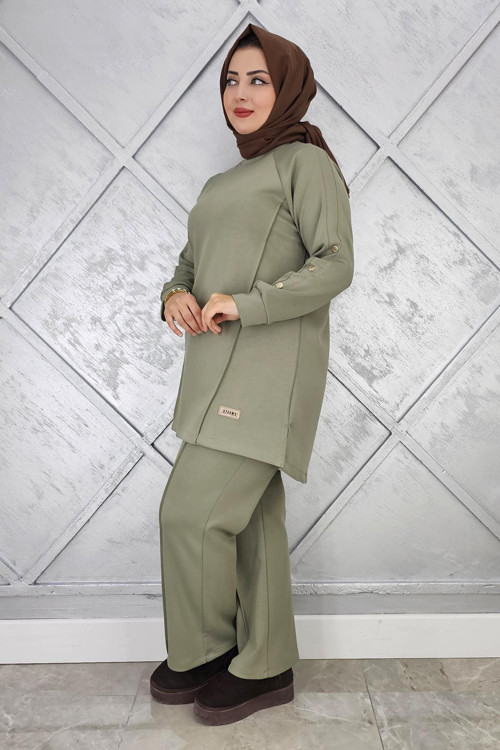 KADIN KOL DÜĞME DETAYLI TESETTÜR TAKIM