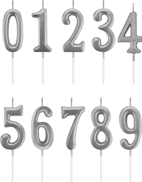 1 GümüŞ Mum 13 Cm Büyük Boy Rakam Doğum Günü Pasta Süsleme