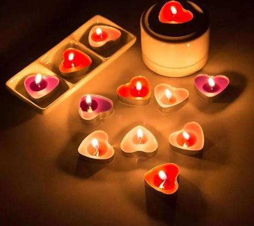 50 Li Kalp Mum Sarı Tealight Mum Doğum Günü Parti Süsleme
