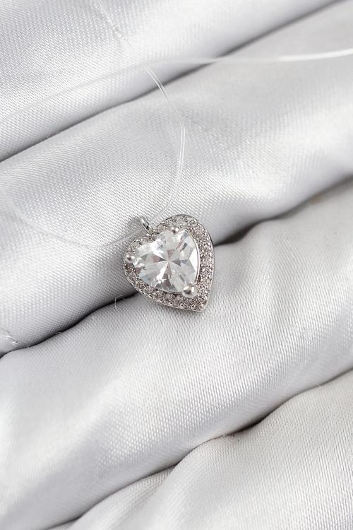 BFS Misineli Kalp Model Gümüş Renk Hayalet Kolye