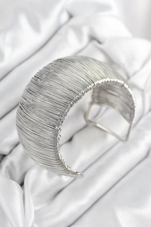 BFS Pirinç Tel Sarma Model Gümüş Renk Kadın Bileklilk