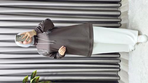 Kadın Giyim Büyük Beden Önü Taşlı Tunik