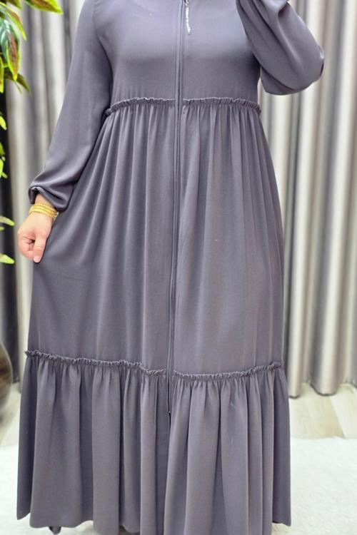 Kadın Tesettür Giyim Büyük Beden İki Katlı Ferace 