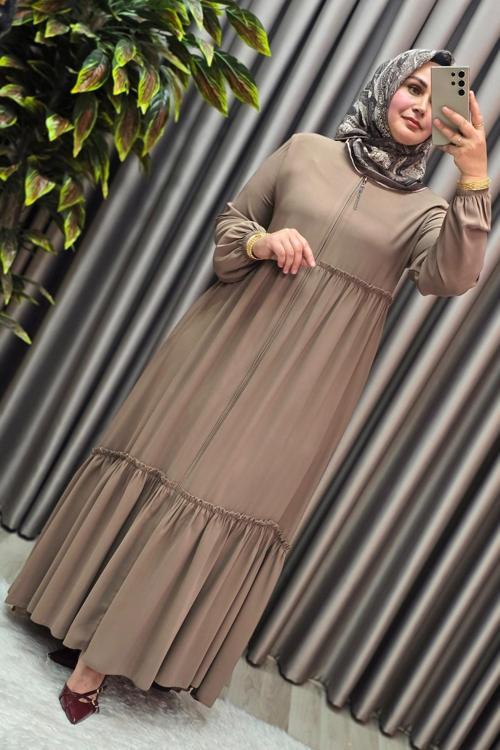 Kadın Tesettür Giyim Büyük Beden İki Katlı Ferace 